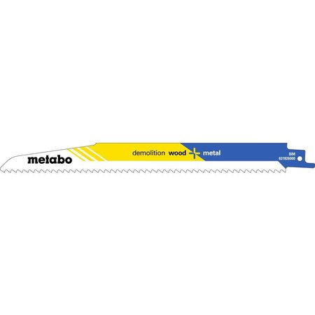 METABO RECIP. SAW BLADE -BiM 9"x3/4"x.063 6 tpi wood w/nails, metal inserts 3/8"-4" in. plastics, demo work 631926000